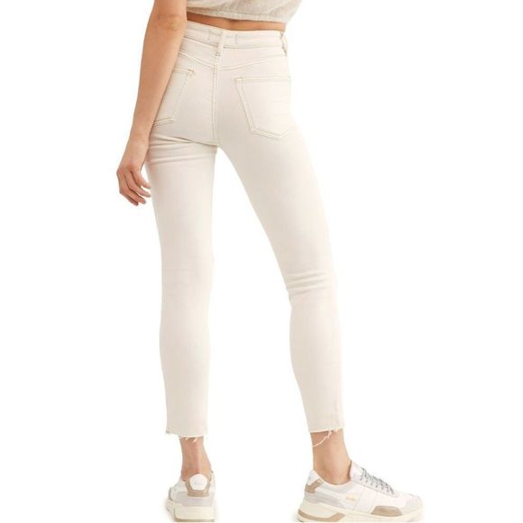 Free People Womens Raw Hem Cropped Denim Leggings Jeans Beige 24 - Picture 6 of 11